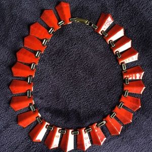 Vintage red enamel necklace....Tropical